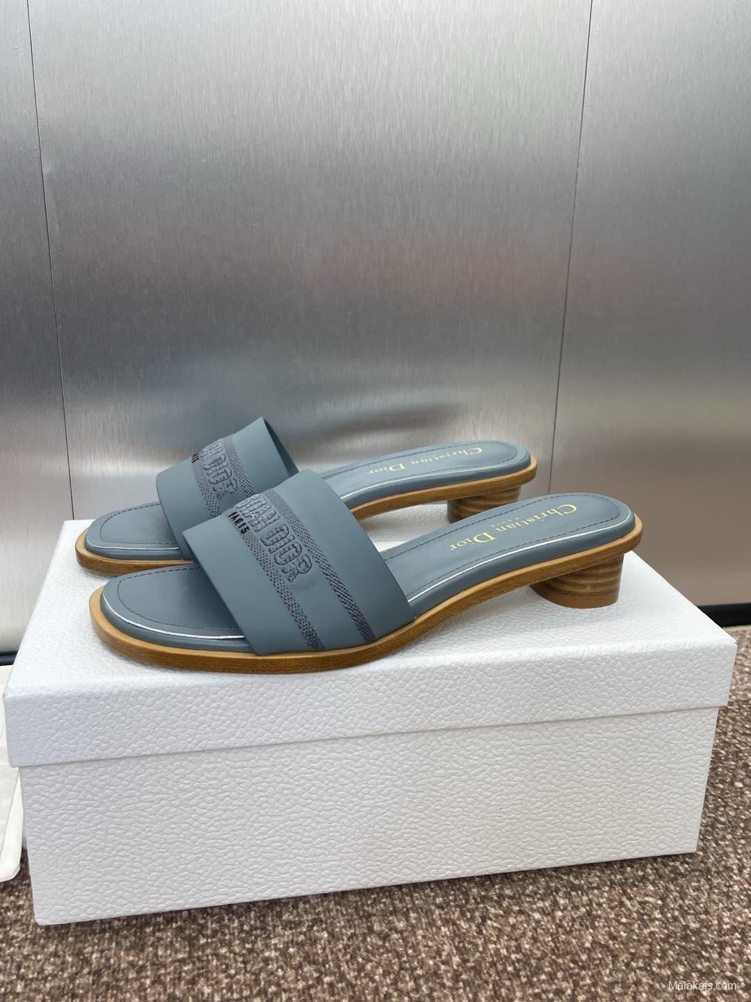 2025 Slippers Dior Gray Fabric Slippers