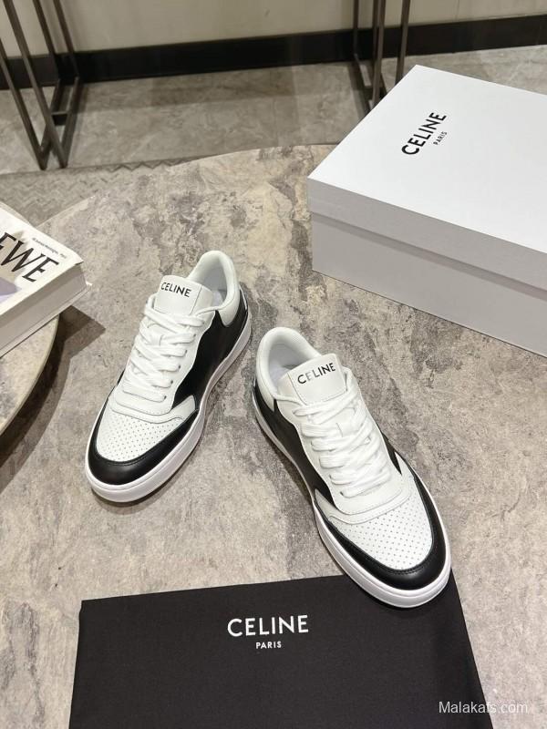 2025 Women Celine Black White Leather Sneaker