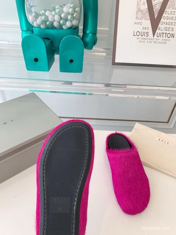 2024 Slippers Marni fuchsia pony hair slippers