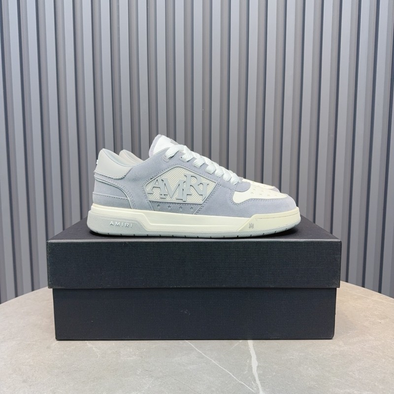 2025 Unisex Amiri White Grey Leather Suede Sneakers MJ00360