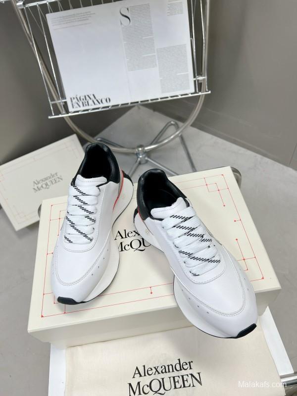 2024 Unisex Alexander McQueen White Black Grey Red Leather Sheepskin Sneakers MJ00370