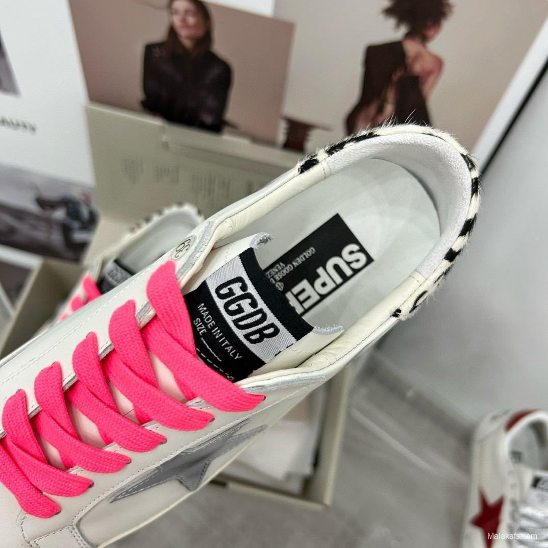 2025 Women GGDB White Pink Leather Sneakers