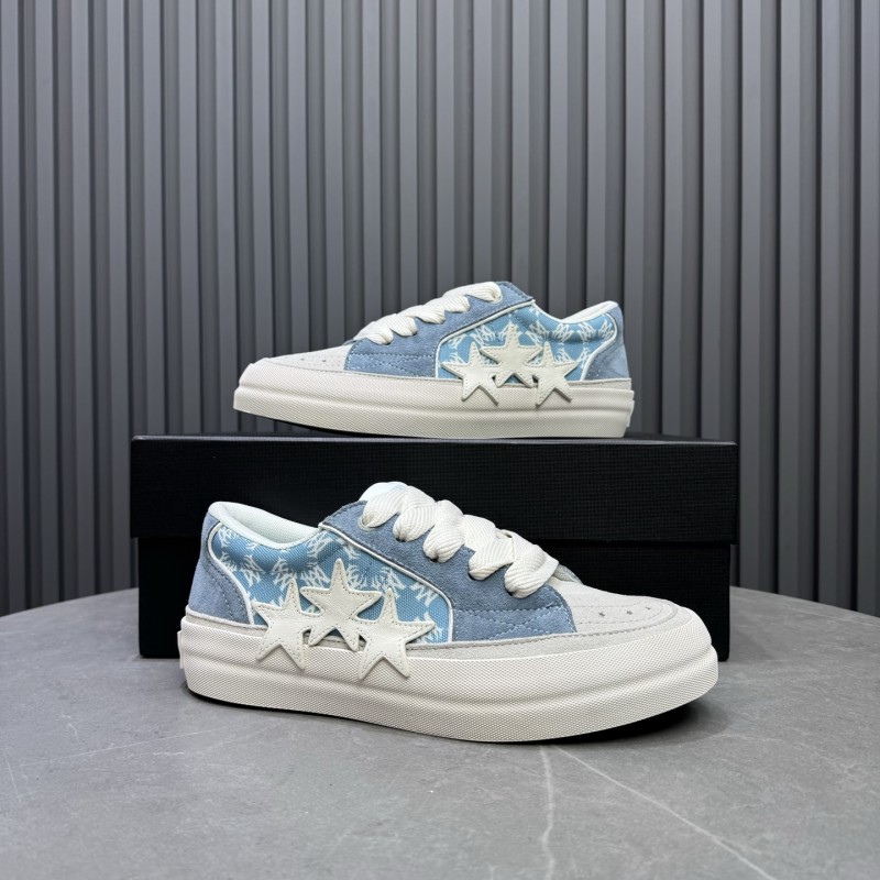 2025 Unisex Amiri Blue White Suede Canvas Sneakers