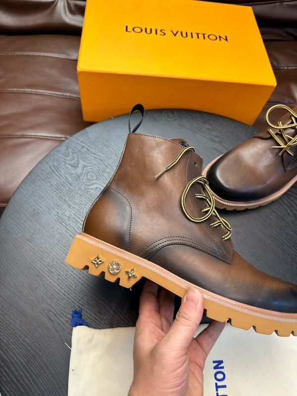 2024 Men Louis Vuitton Brown Calf Leather Boots MJ00440