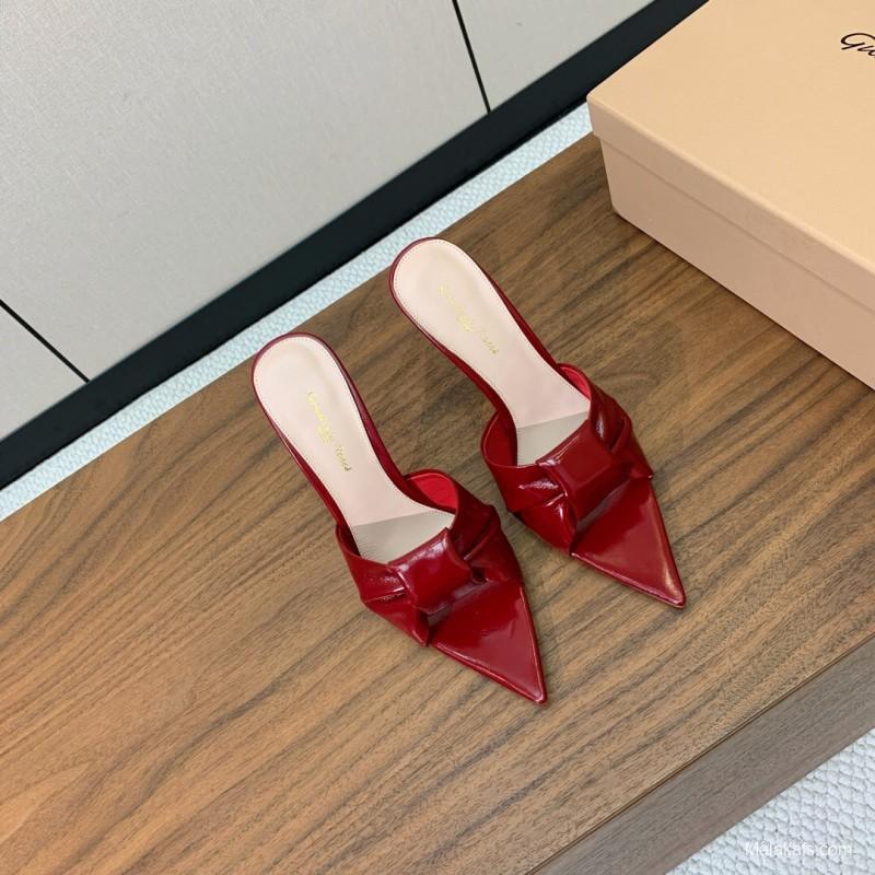 2025 Women Gianvito Rossi Red Leather High Heel Mule KFY00280