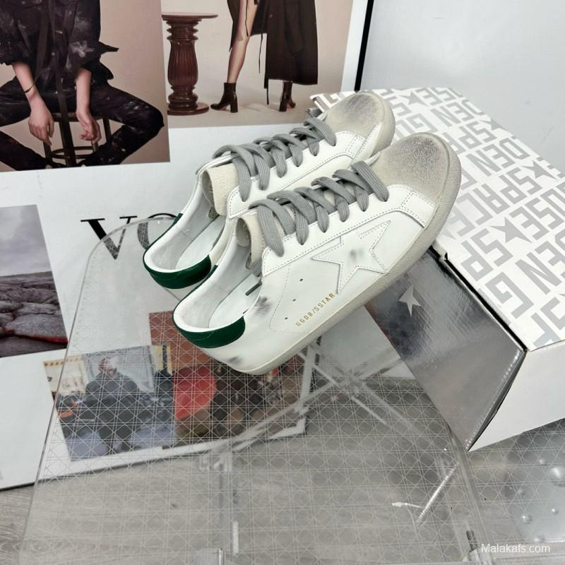 2025 Unisex GGDB White Green Leather Sneakers