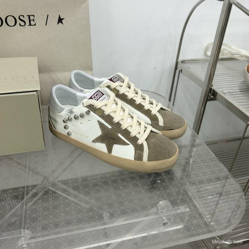 2025 Women GGDB White Beige Suede Leather Sneakers MJ00260