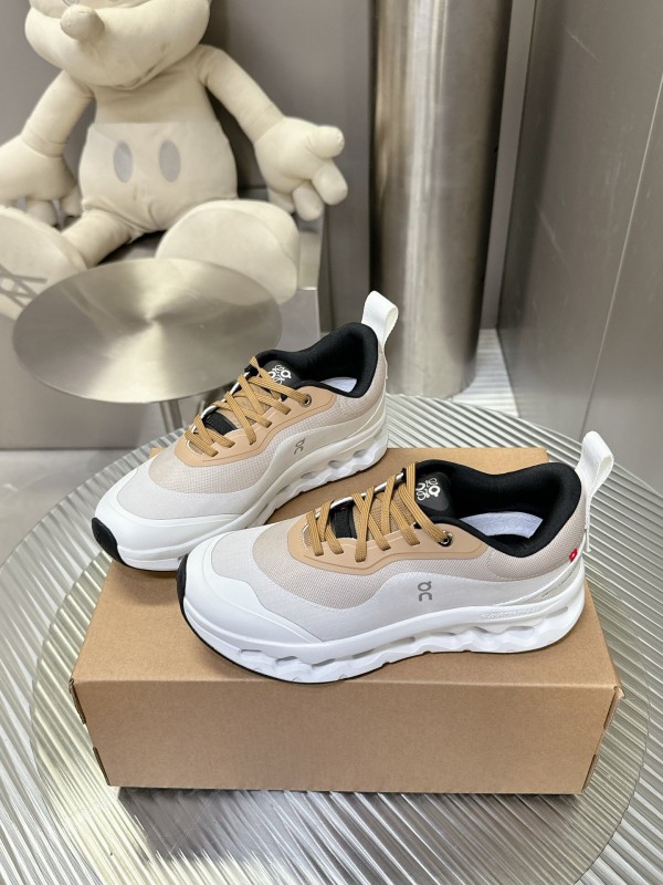 2025 Unisex Loewe White Beige Mesh Leather Sneakers