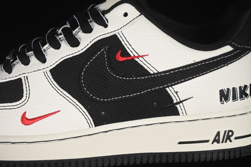 Nike Air Force 1'07 Low Black White Triple Swoosh Casual Sneakers - SC9207-537