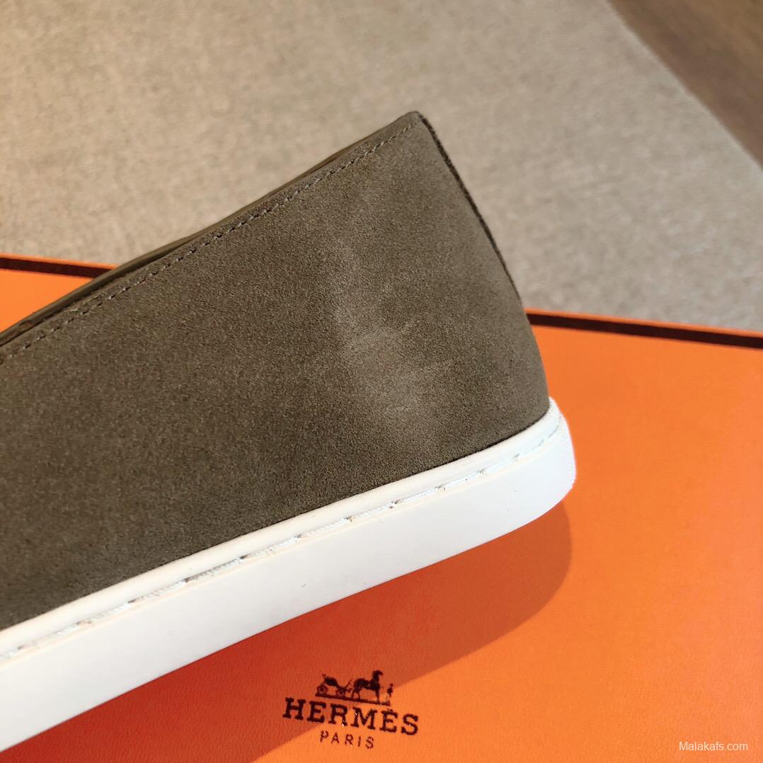 2025 Unisex Hermès Brown Suede Plimsolls AS00380