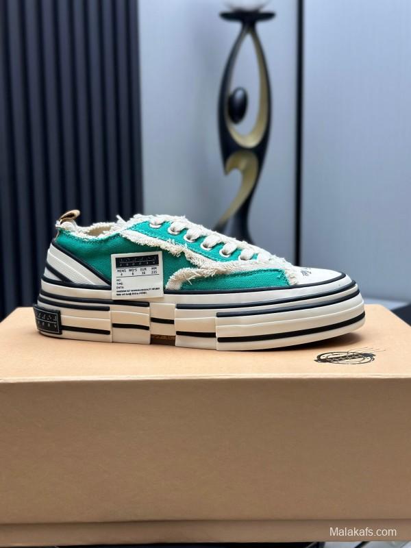 2025 Unisex XVESSEL Green White Canvas Low-Top Vulcanized Sneakers AS00240