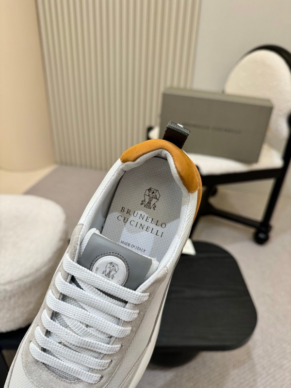 2025 Men Brunello Cucinelli White Orange Calfskin Leather Casual Sneakers AS00320