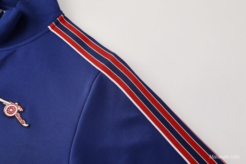 25/26 Arsenal Blue with Red & White Stripes Full Zipper Jacket +Long Pants