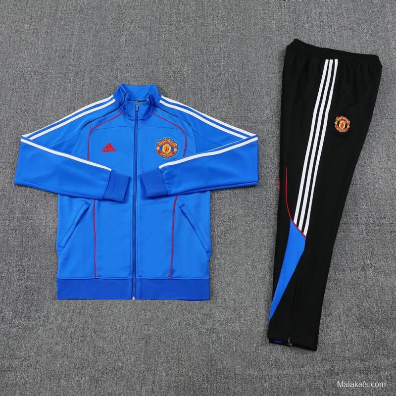 25/26 Manchester United Blue Full Zipper Jacket +Long Pants