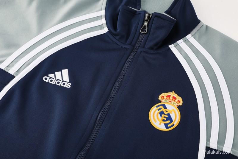 25/26 Real Madrid Navy/Grey Full Zipper Jacket +Long Pants