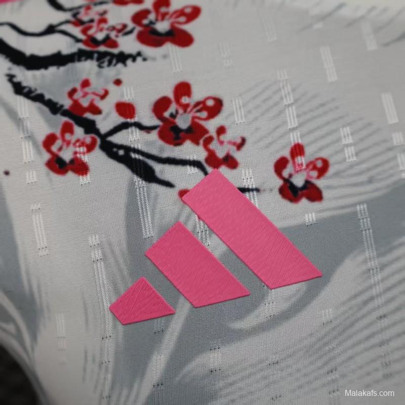 Player Version 2025 Japan White with Fox and Cherry Blossom Pattern Jersey