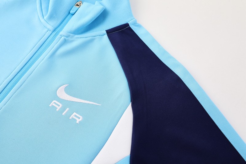 2025 Nike Air Tracksuit Set - Light Blue with Navy Accents Full Zipper Jacket + Long Pants