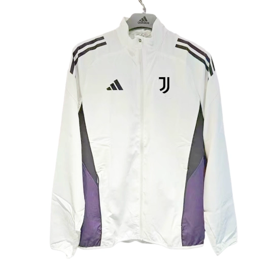 25/26 Juventus White Full Zipper Windbreaker