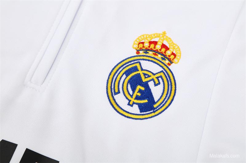 Retro 04/05 Real Madrid White Half Zipper Jacket+Long Pants