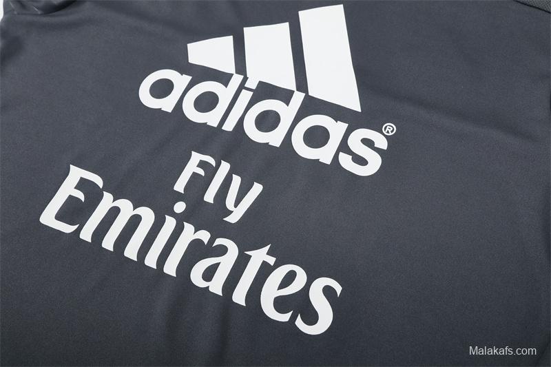 Retro 15/16 Real Madrid Dark Grey Half Zipper Jacket