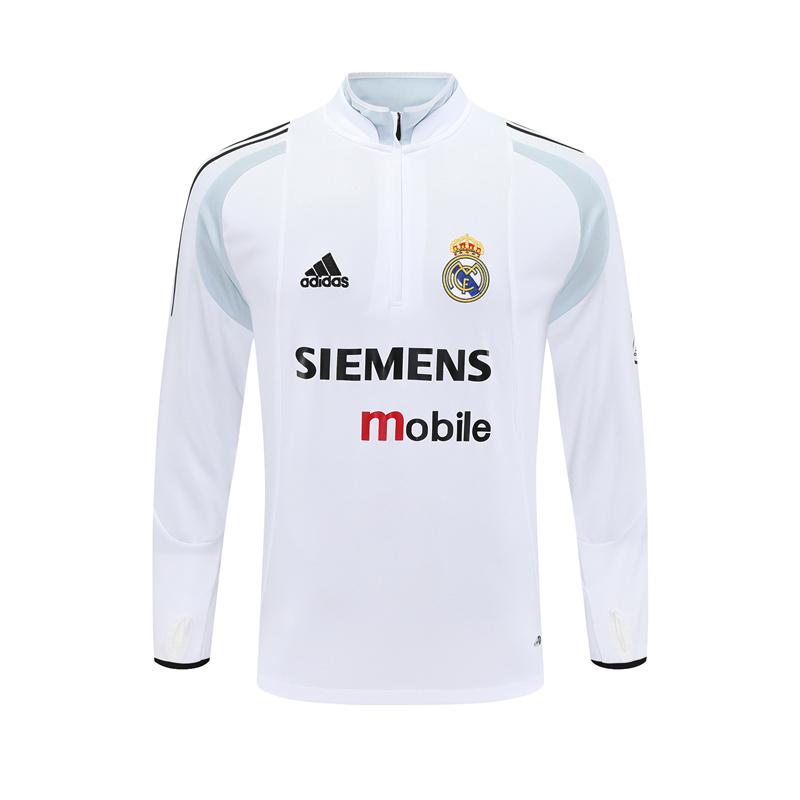 Retro 04/05 Real Madrid White Half Zipper Jacket+Long Pants