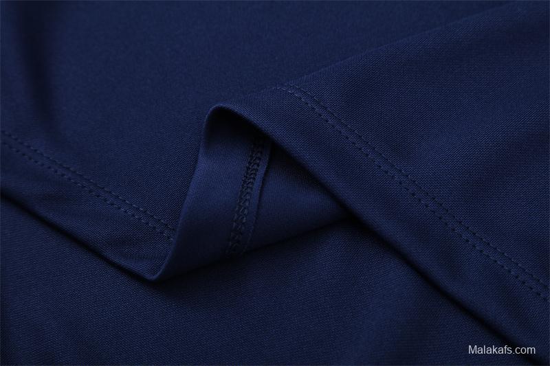 Retro 05/06 Real Madrid Royal Blue Half Zipper Jacket+Long Pants