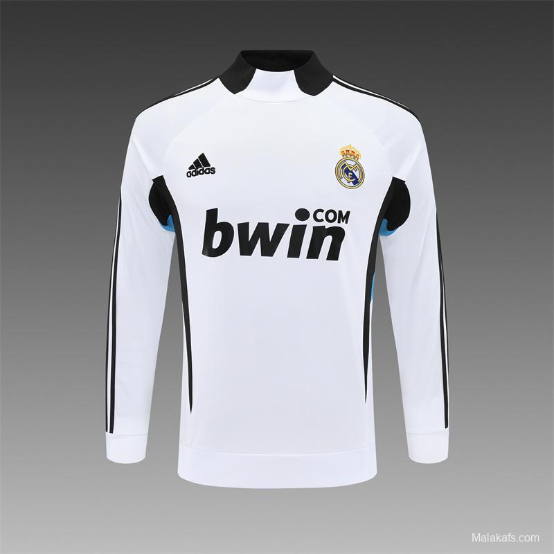 Retro 08/09 Real Madrid White Half Zipper Jacket+Long Pants