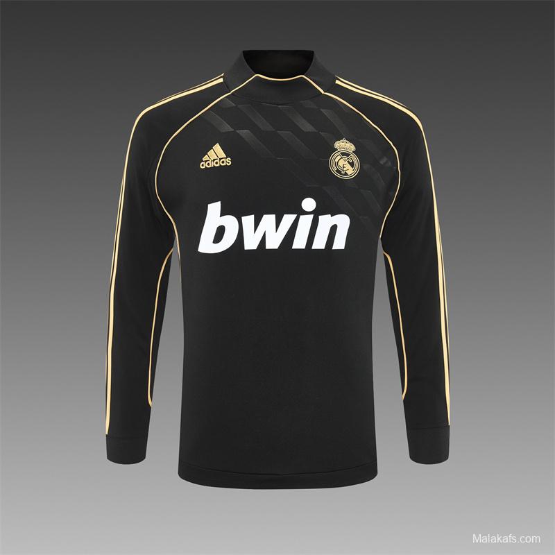 Retro 11/12 Real Madrid Black Half Zipper Jacket+Long Pants