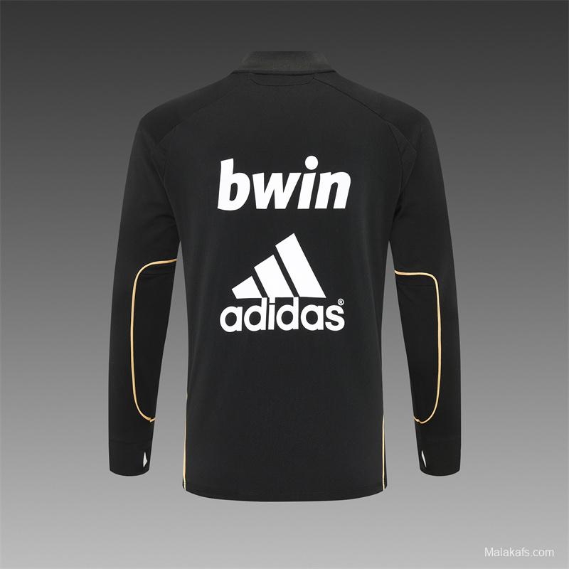Retro 11/12 Real Madrid Black Half Zipper Jacket+Long Pants