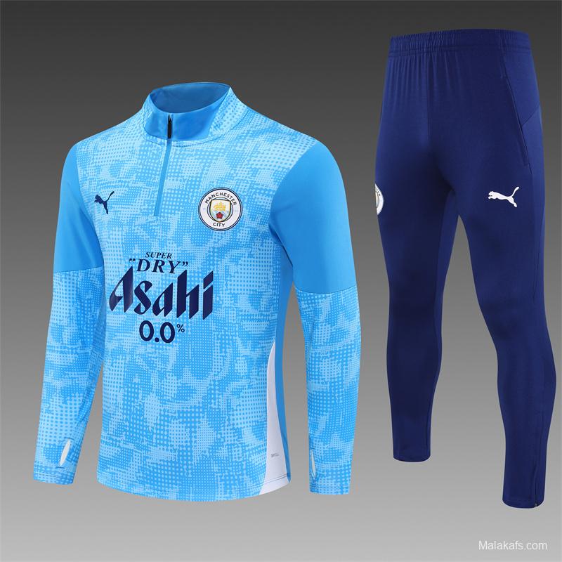 25/26 Manchester City Light Blue Camouflage Half Zipper Jacket+Long Pants