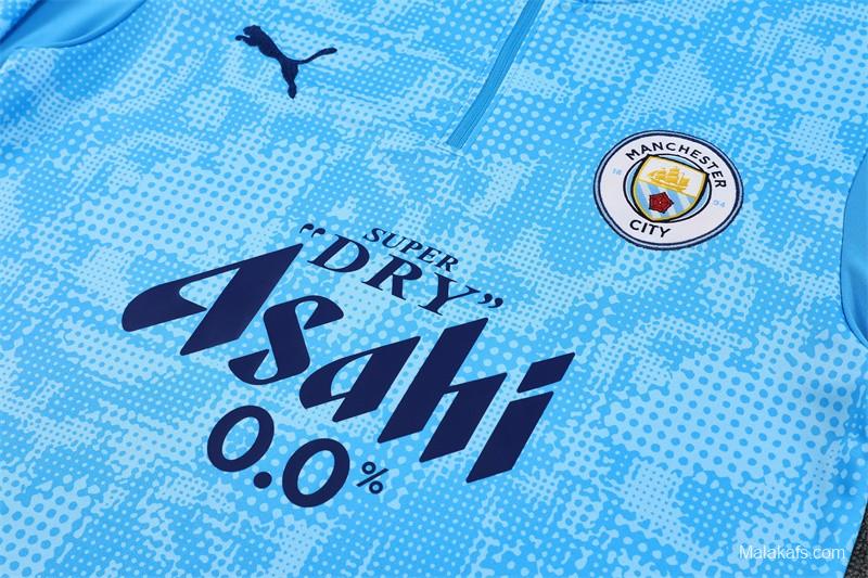 25/26 Manchester City Light Blue Camouflage Half Zipper Jacket+Long Pants