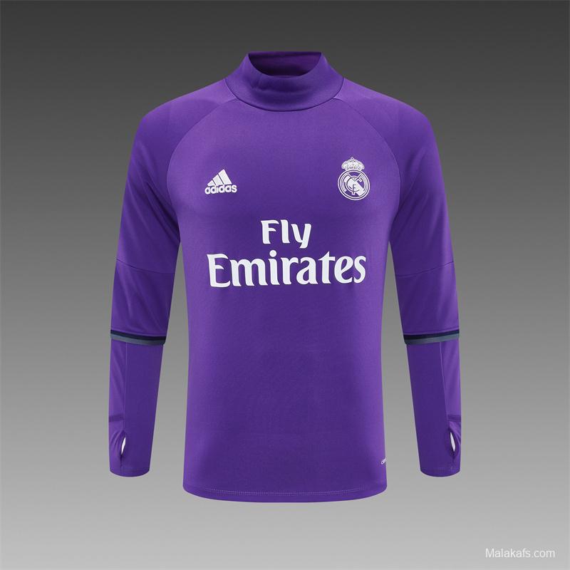 Retro 16/17 Real Madrid Purple Half Zipper Jacket+Long Pants