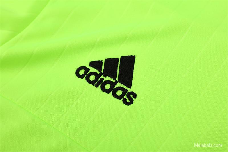 Retro 15/16 Real Madrid Fluorescent Green Half Zipper Jacket+Long Pants