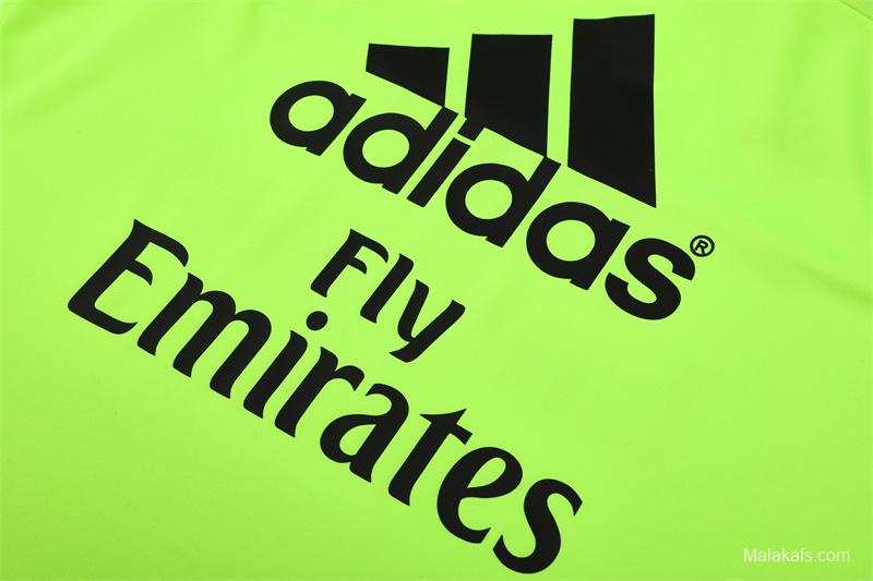 Retro 15/16 Real Madrid Fluorescent Green Half Zipper Jacket+Long Pants