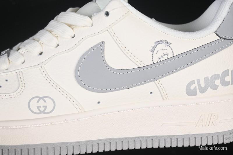 Nike Air Force 1 '07 Low Gucci Collaboration Ghost Face Beige Gray Casual Sneakers - QW5836-024