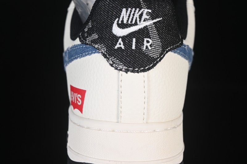 Nike Air Force 1 '07 Low Levi's Collaboration Light Blue Denim Four Swoosh Casual Sneakers - QW5606-261