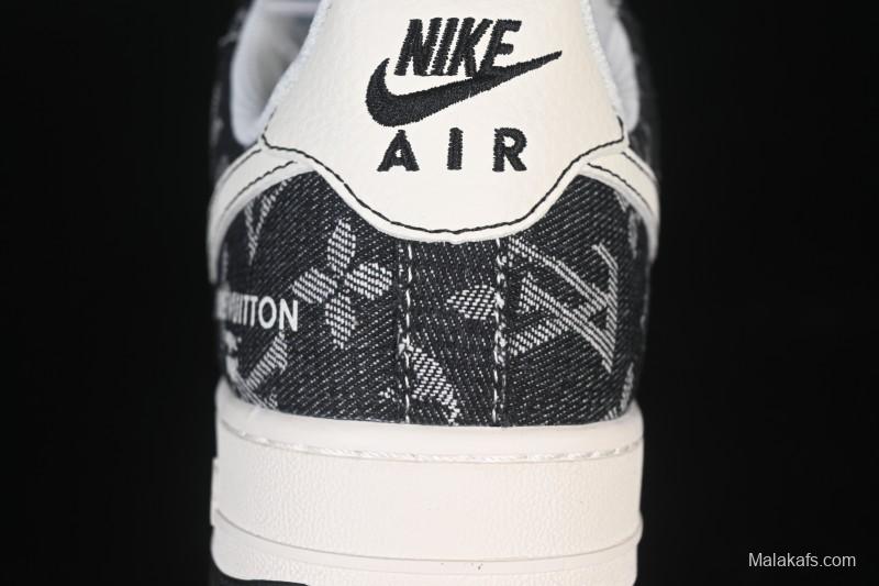 Nike Air Force 1 '07 Low LV Collaboration Denim Beige Black Stitching Casual Sneakers - MZ9588-815
