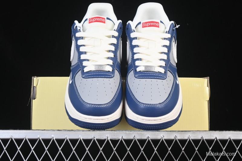 Nike Air Force 1 '07 Low Supreme Collaboration White Blue Gray Red Casual Sneakers - XD2588-602
