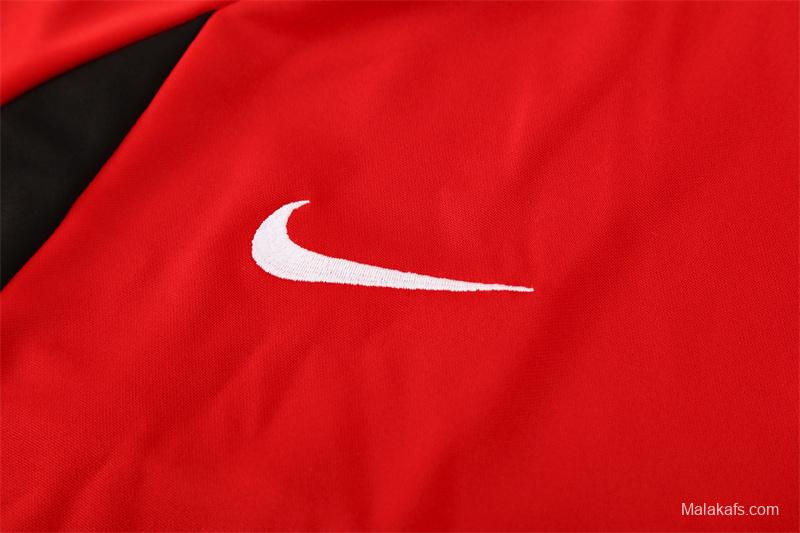 Retro 02/03 Manchester United Red Half Zipper Jacket+Long Pants