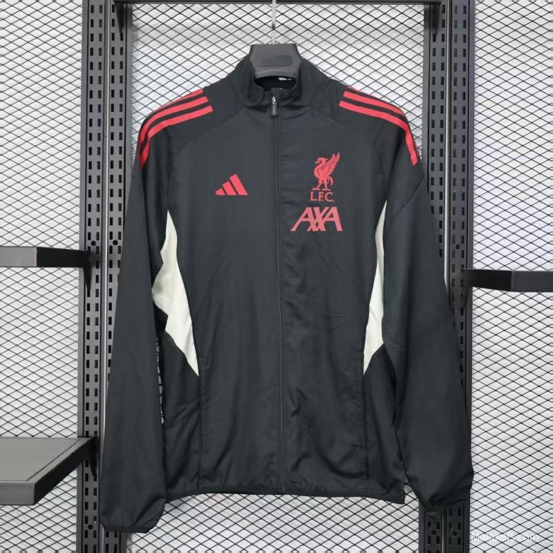 25/26 Liverpool Black Windbreaker (with Inner Lining)