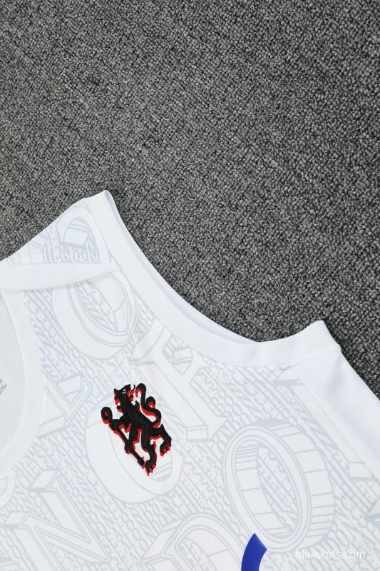 25/26 Chelsea White Vest Jersey+Shorts