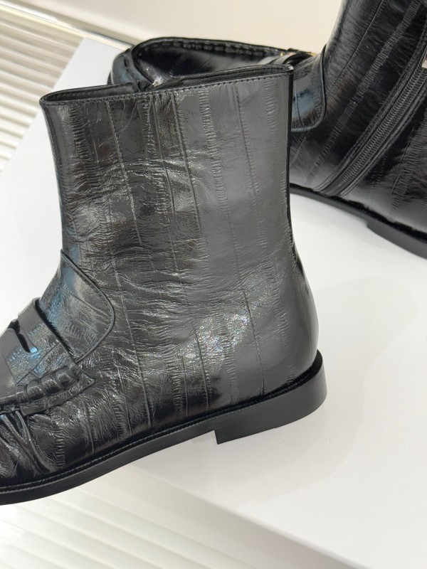 Saint Laurent YSL Letter Loaf Short Boots with Pleated Edges - KFY00430