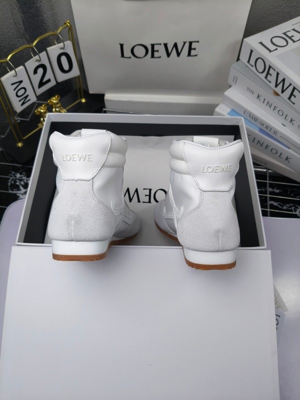 LOEWE High-Top German Training Sneakers Retro Fashion Casual White Shoes - LY00330
