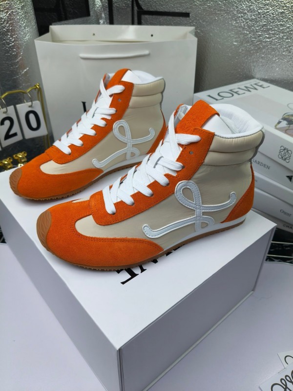 LOEWE High-Top German Training Sneakers Retro Fashion Casual White Shoes - LY00330