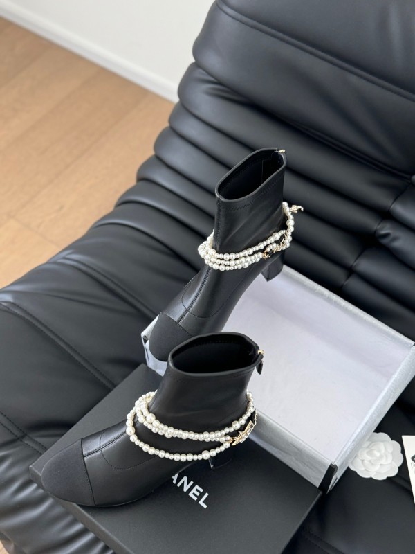 Chanel Pearl Collection Mary Jane Short Boots - LY00360