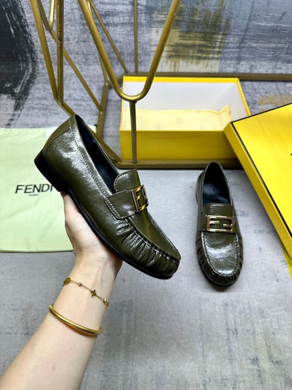 FENDI 2025 SS Loafers with FF Buckle and Soft Leather - LY00260
