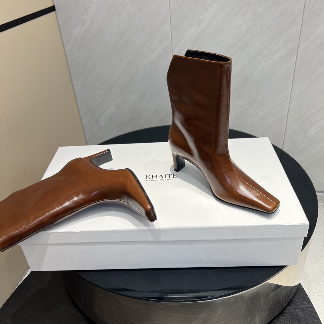 Khaite 2025/SS Square Toe Slip-On Ankle Boots - KFY00390
