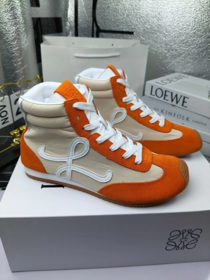 LOEWE High-Top German Training Sneakers Retro Fashion Casual White Shoes - LY00330