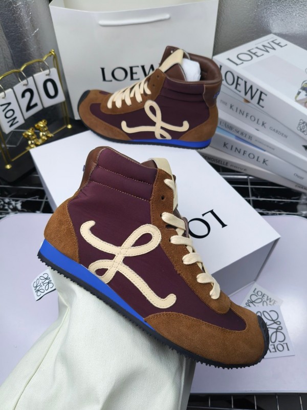 LOEWE High-Top German Training Sneakers Retro Fashion Casual White Shoes - LY00330