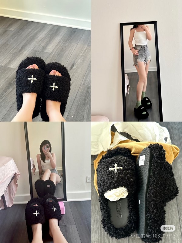 SMFK 2025/SS Fur Mule Sandals Latest Popular Cross Pattern - KFY00230